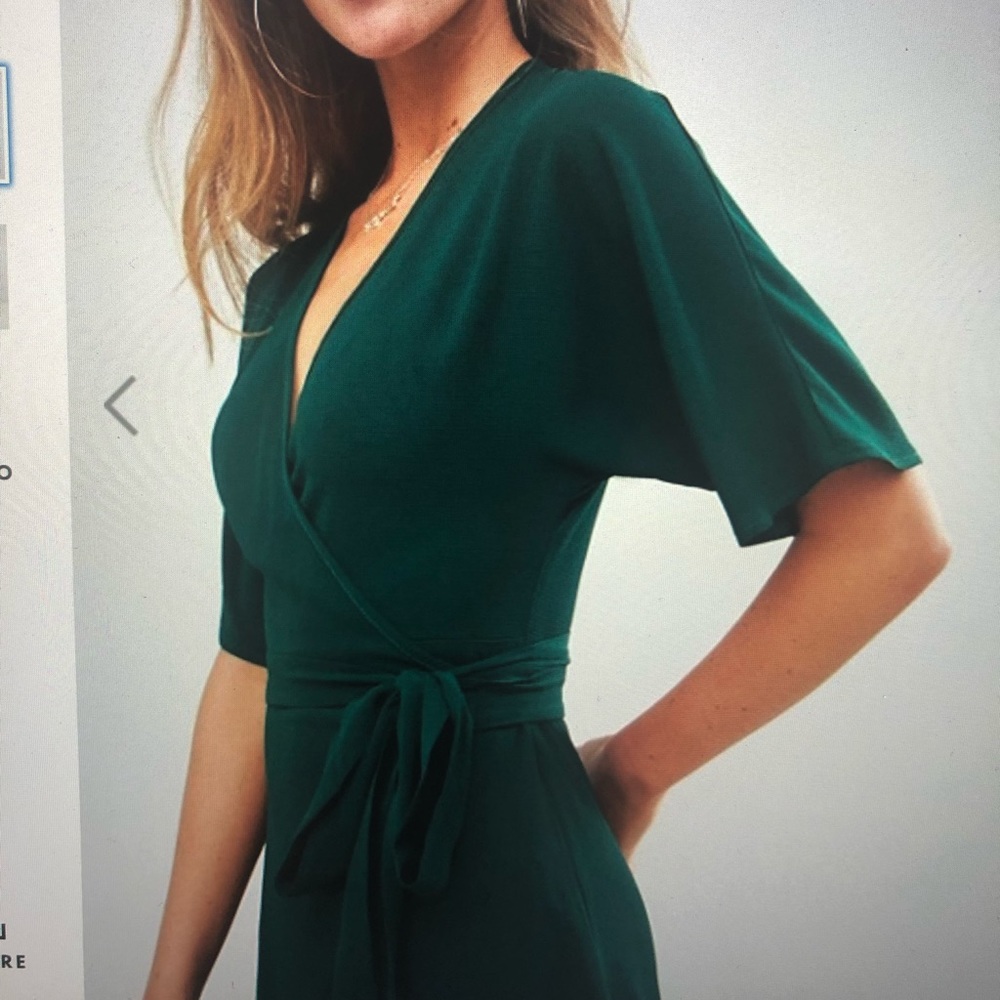Missguided tie waist midi dress in green size 6/8